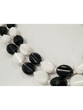 VTG Western Germany Old Hollywood black white double strand necklace NOS lucite